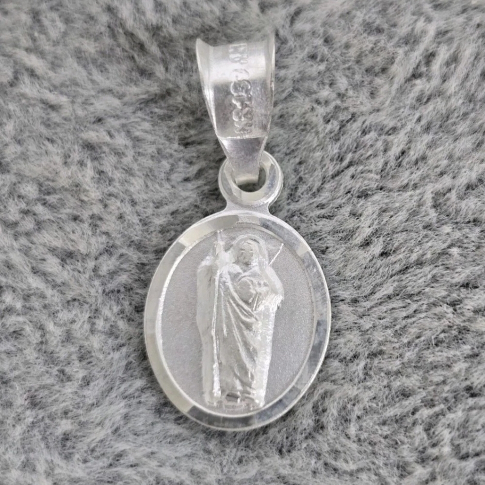 Mini St. Jude Thaddeus Religious Medal Pendant Charm 925 Mexican Sterling Silver